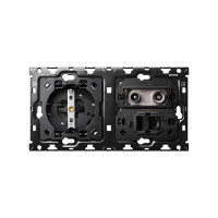 Simon 10010208-039 Кит 2 поста, мех-мы. 1 розетка Schuko + 1 розетка TV одиночная + 1 розетка RJ45 Cat.6 + суппорт S100