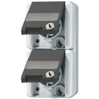 Двойная SCHUKO-розетка 16A 250V~ с полем для надписи; для накладного монтажа IP44, 822NAWSL