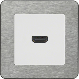 Berker HDMI розетка, матовый белый/нержавеющая сталь, серия Q.7