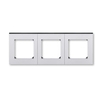 ABB EPJ Levit серебро / дымчатый чёрный Рамка 3 поста