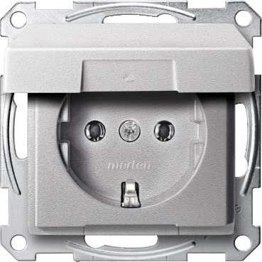 SM Розетка с крышкой 2К+З 16А 250В~, алюм.
