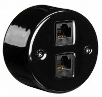 Fontini Do Розетка телефонная двойная 2хRJ11 о/п, черный фарфор