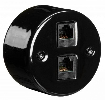 Fontini Do Розетка телефонная двойная 2хRJ11 о/п, черный фарфор