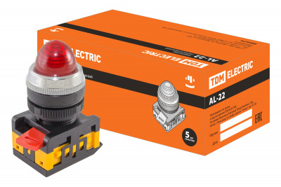 Лампа AL-22 сигнальная d22мм красный неон/230В цилиндр TDM Electric, SQ0702-0008