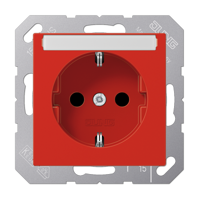 Штепсельная розетка SCHUKO 16A 250V~ с защитой от детей; с полем для надписи; термопласт; красная, A1520BFKINART