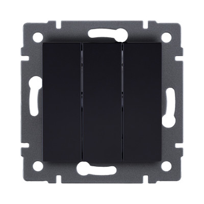 Выключатель 3-клавишный 10А/250В, черный Kollinger REA-S-012BK для Aspekt, Eleganz, Reflex