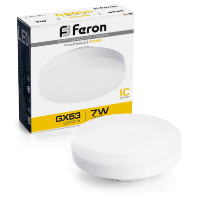 Лампа cветодиодная, (7W) 230V GX53 2700K, LB-451, Feron 25831