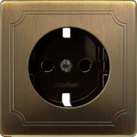 SD Накладка со шторк. для розетки 2К+З 16А 250В~, античн. латунь