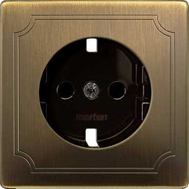 SD Накладка со шторк. для розетки 2К+З 16А 250В~, античн. латунь