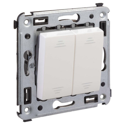 4400104 - ДКС Выключатель двухклавишный в стену, "Avanti", "Белое облако"