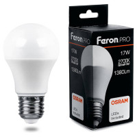 Лампа светодиодная, (17W) 230V E27 2700K A65, LB-1017, Feron 38038