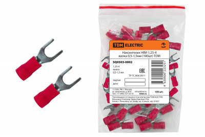 Наконечник НВИ 1,25-4 вилка 0,5-1,5мм (100шт) TDM Electric, SQ0503-0002