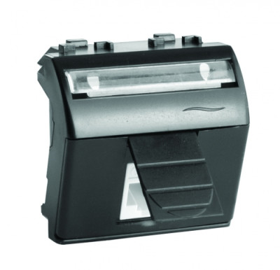 ДКС Телефонная розетка RJ12, 6P6C, Brava, черная, 2мод, 77121N