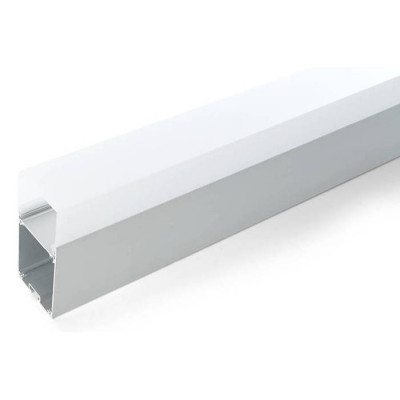 Профиль алюминиевый накладной, серебро, CAB266 с матовым экраном, 2 заглушками, 4 крепежами в комплекте, Feron 10377