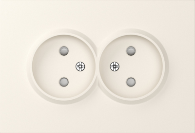 Donel A07 матовый кремовый накладка для розетки 2-й без заземления, со шторками 16A 250 В~,серия DB, DE22631