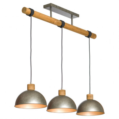 LUSSOLE KERR Подвесной светильник, цвет основания - серый, плафон - металл (цвет - серый), 3x60W E27, LSP-8149
