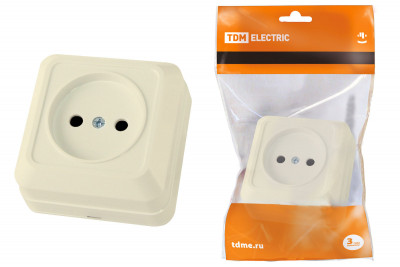 Розетка 2П открытой установки IP20 10А 250В (керамика) сл. кость "Ладога" TDM Electric, SQ1801-0210