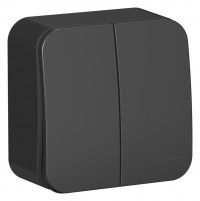 BLANCA О/У 2-клавишный ВЫКЛЮЧАТЕЛЬ (cх.5) изолирующая пластина, 10А, 250B, АНТРАЦИТ