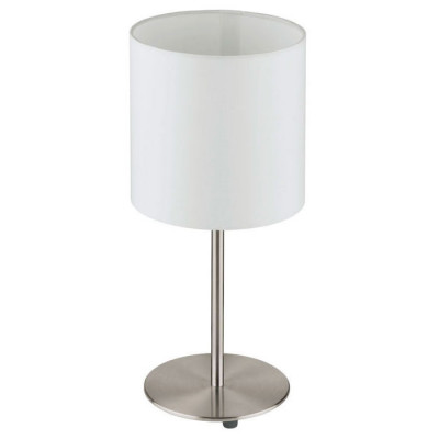 31594 Настольная лампа PASTERI, 1х60W (E27), ?180, H400, никель мат./текстиль, белый