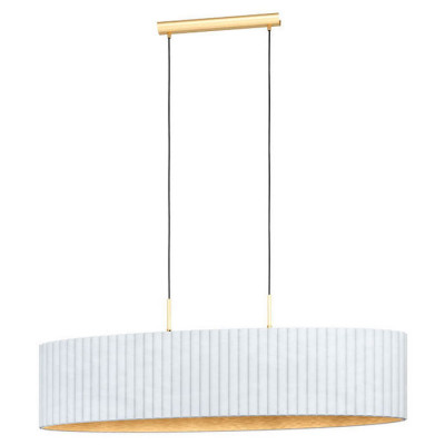 39764 Подвес TAMARESCO, 2x40W(E27), L1020, B300, H1500, сталь, латунь брашир./бархат, белый, золото