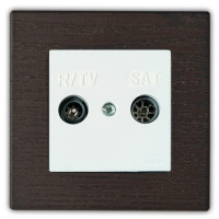 Fontini ТВ розетка,  цвет белый, рамка венге,  Fontini, серия F37