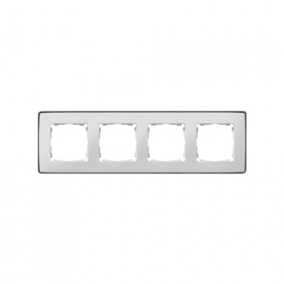 Simon S82Detail Рамка 4-ная, белая, основание алюминий, 8201640-243