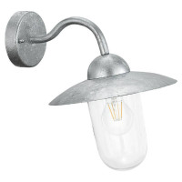 88489 Уличный светильник настенный MILTON, 1х60W(E27), H310, оцинкованая сталь/стекло