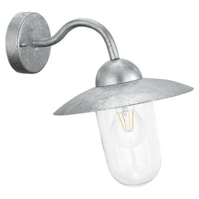 88489 Уличный светильник настенный MILTON, 1х60W(E27), H310, оцинкованая сталь/стекло