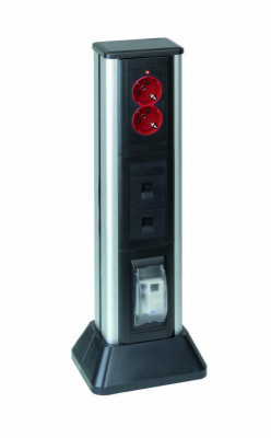 Simon SConnect Миниколонна 1-сторонн. на 5 CIMA-мод., 741х71,5(125)х109,5(164) мм, алюминий-графит, ALC315-8-14