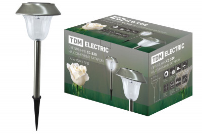Светильник СС-320 на солнечных батареях, сталь, с выключателем, TDM Electric, SQ0330-0104