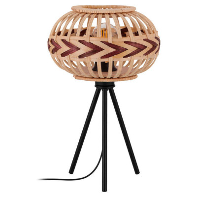 43274 Настол. лампа DONDARRION, 1х40W(E27), ?260, H415, сталь, черный/дерево, натуральный, бургунди