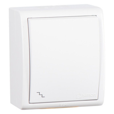 Simon 1594201-030 Simon15 Выключатель проходной (переключатель), IP54, 10А 250В, винтовой зажим, S15A, белый