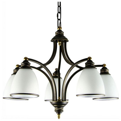 Arte Lamp BONITO, Люстра, цвет арматуры - АНТИЧНЫЙ ЧЕРНЫЙ, цвет плафона/декора - БЕЛЫЙ, 5х40W E27, A9518LM-5BA
