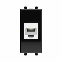 DKC Телефонная розетка RJ-12 без шторки модульная, "Avanti", "Черный квадрат", 1 модуль
