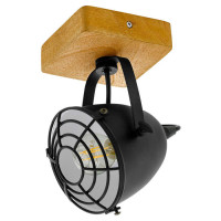 49076 Спот GATEBECK, 1х40W (E14), 110х110, H205, дерево, натуральный//сталь, черный, 49076