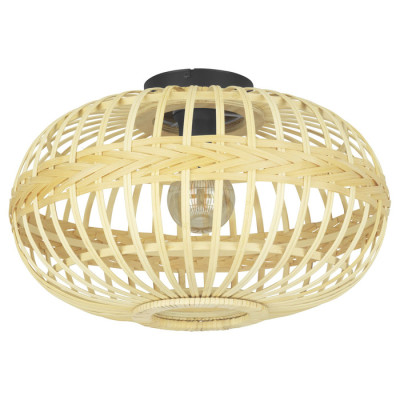 43723 Потолочный светильник AMSFIELD, 1x40W (E27), H285, ?450, сталь, черный/дерево, коричневый