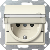 276201 Gira Вставка розетки с крышкой, с затвором (shutter) и символом  и полем для надписи