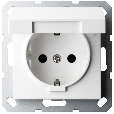 85505W Розетка с крышкой с заземлением (2к+з), белый, без рамки, Wedder