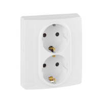 Legrand Розетка двойная с заземлением - Legrand Etika - со шторками в сборе 16А 250В безвинтовые зажимы - белый, 672233