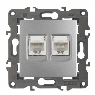 ЭРА 14-3108-03 Elegance Алюминий Розетка комп 2xRJ45