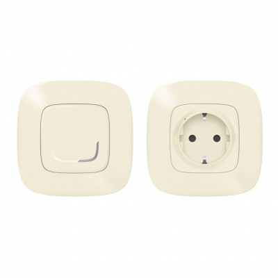 752654 - Valena Allure with NETATMO. Пакет для управления бытовыми электроприборами.  Умная розетка 2К+З 16А 230В + умный беспроводной 1-клавишный выключатель.Цвет Слоновая кость