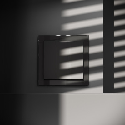 Выключатель встраиваемый VOLTUM S70 трехклавишный 10А, (черный матовый), VLS030108