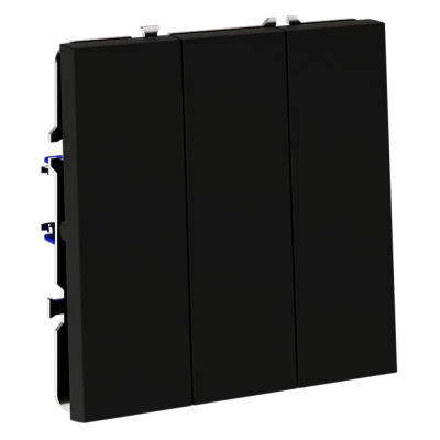 Выключатель встраиваемый VOLTUM S70 трехклавишный 10А, (черный матовый), VLS030108