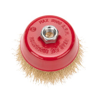 Щетка чашечная для УШМ, витая латунированная проволока, 100мм, М14 KRANZ, KR-91-1209