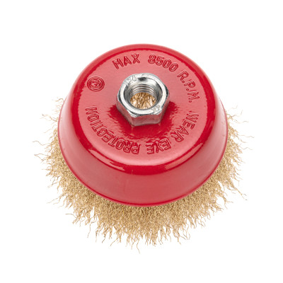 Щетка чашечная для УШМ, витая латунированная проволока, 100мм, М14 KRANZ, KR-91-1209