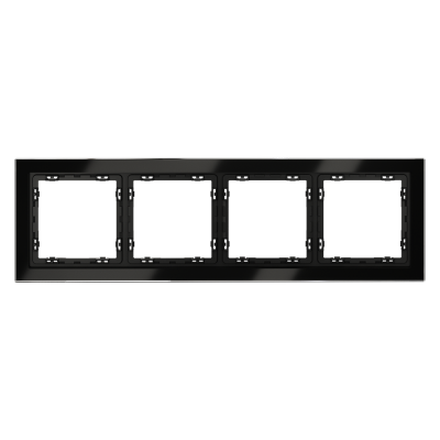 Рамка стеклянная VOLTUM S70 на 4 поста, (черный,стекло), VLS110408