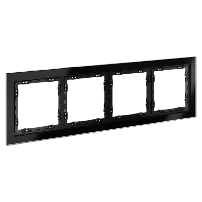 Рамка стеклянная VOLTUM S70 на 4 поста, (черный,стекло), VLS110408