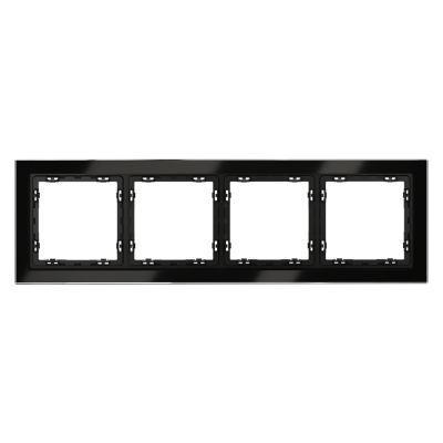 Рамка стеклянная VOLTUM S70 на 4 поста, (черный,стекло), VLS110408