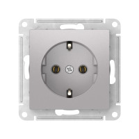 ATN000343S - ATLASDESIGN РОЗЕТКА с заземлением без шторок, 16А, мех., быстрозажим. клем., АЛЮМИНИЙ, Systeme Electric