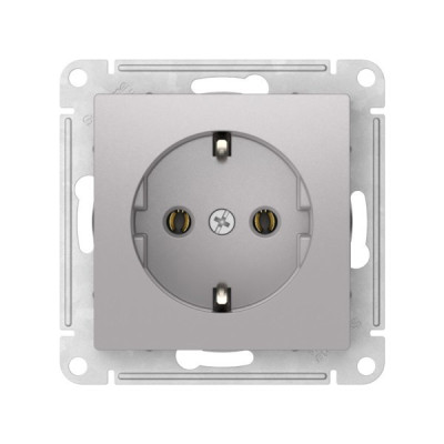 ATN000343S - ATLASDESIGN РОЗЕТКА с заземлением без шторок, 16А, мех., быстрозажим. клем., АЛЮМИНИЙ, Systeme Electric